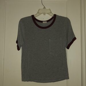 Gray T-shirt with Maroon Trim